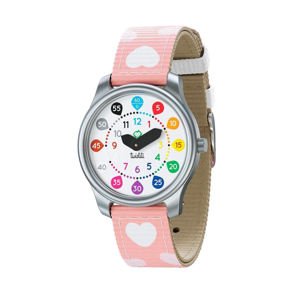 Montre chiffres - Coeurs rose