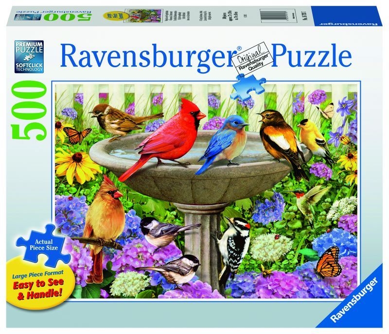 Puzzle 500 pcs grand format - oiseaux a l'abreuvoir