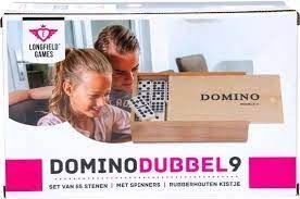 Domino double 9 goupille blanc boite bois