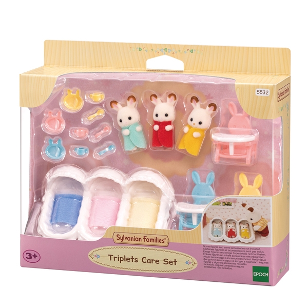 Sylvanian - les triples lapin chocolat et accessoires puericulture