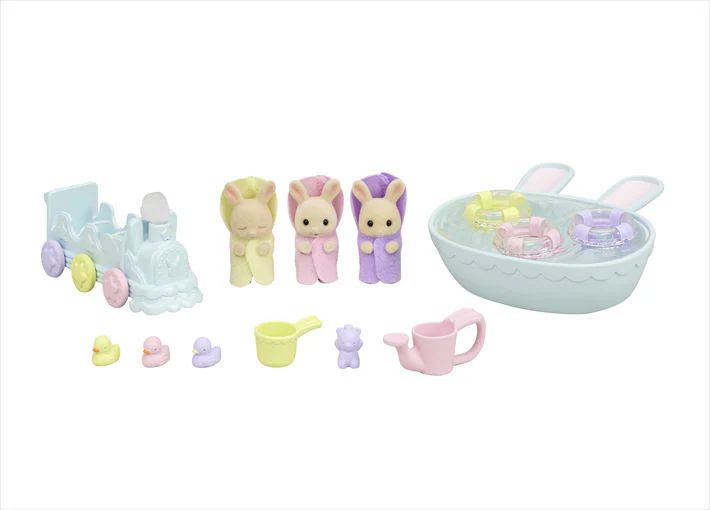 Sylvanian - triplés lapins crème set de bain