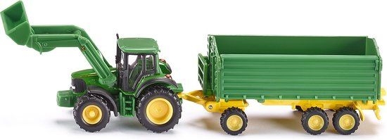 John Deere avec chargeur frontal et remorque