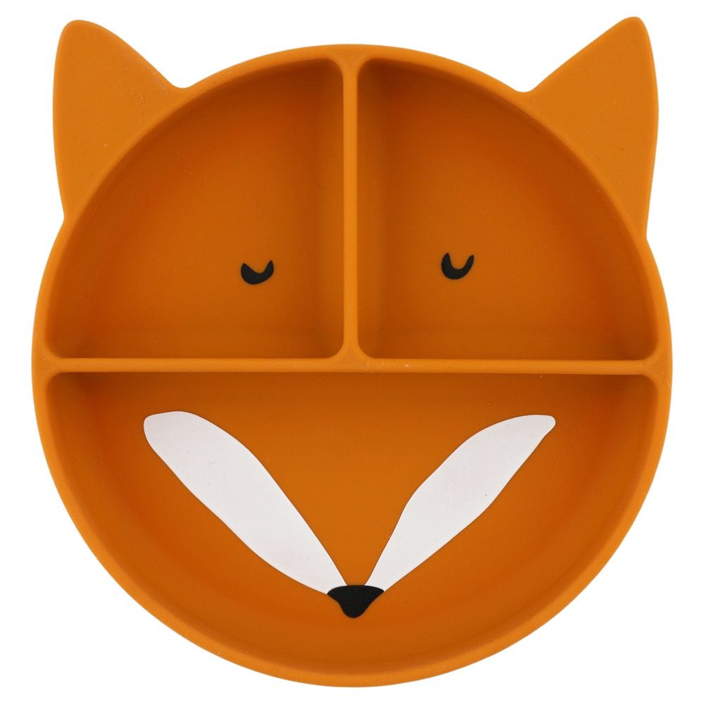 Assiette avec ventouse en silicone et compartiments - Mr Fox