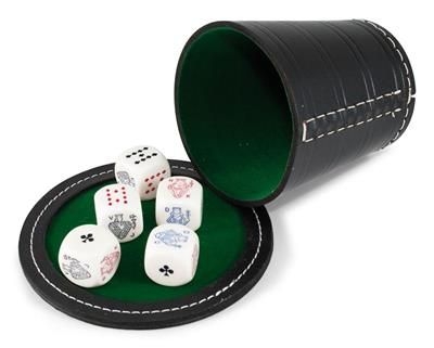 France cartes - gobelet poker menteur + 5 des poker