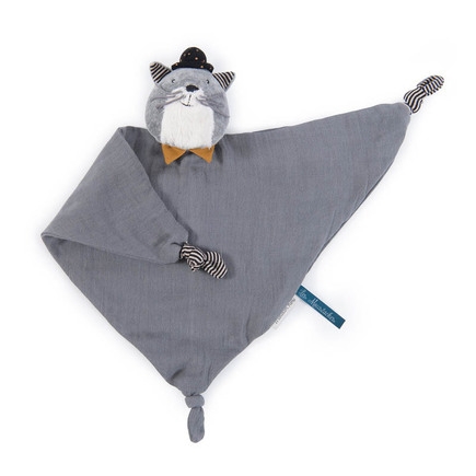 les moustaches - doudou lange chat gris clair fernand