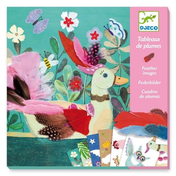 Djeco - collage tableau de plumes duvets chics