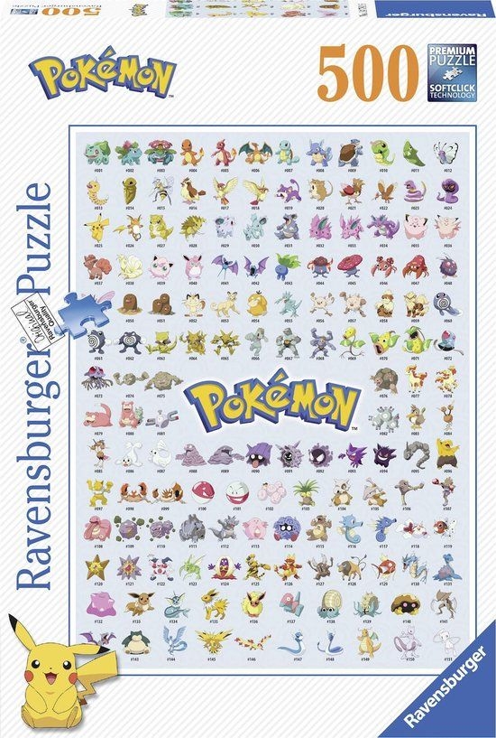 Puzzle 500 pièces - pokémon pokedex première génération