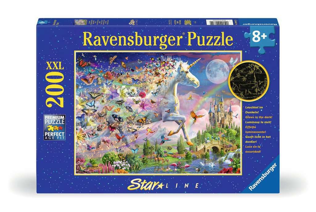 Puzzle 200 pces XXL - Licorne étincelante aux papillons