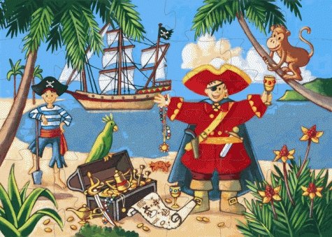 Puzzle silhouette 36 pces - Le pirate et son trésor