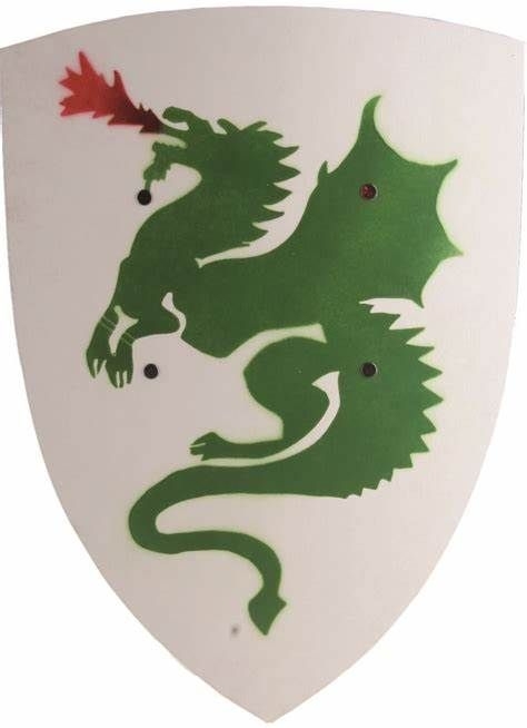 bouclier petit blanc dragon courbe 27 x 37 cm