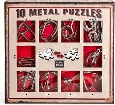 10 puzzles metal rouge