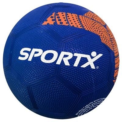 Balle de foot sportx rubber mauve et orange