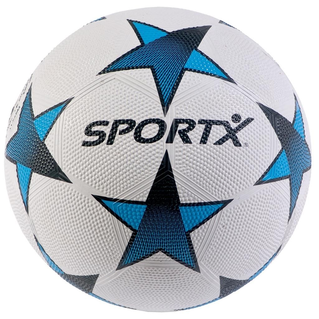 Balle de foot sportx blanche + etoiles bleues