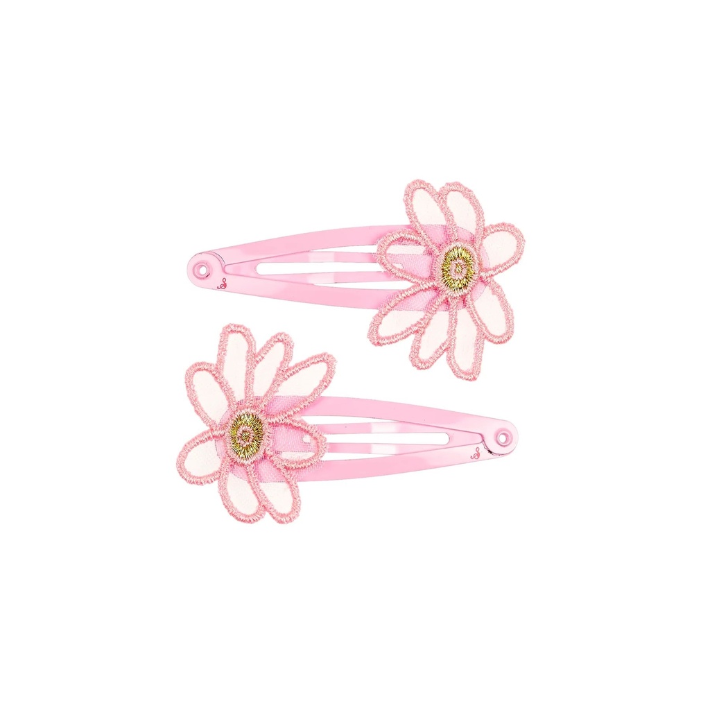 Barrettes Lynette, fleur rose (2 pcs)