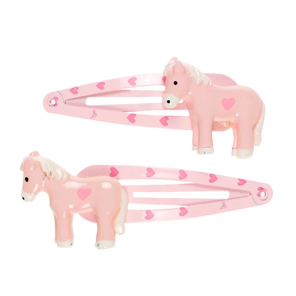 Barrettes Cira, cheval rose clair (2 pcs)