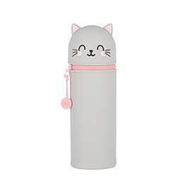 Trousse en silicone 2 en 1 chat gris Kawaii