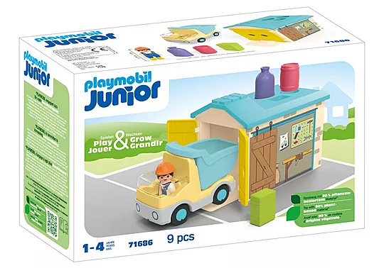 Playmobil Junior : Ouvrier avec camion et garage