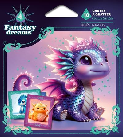  Cartes à gratter étincelantes - Bébés dragons