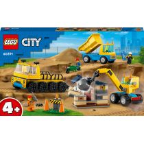 Lego City 60391 -  Les Camions De Chantier Et La Grue À Boule De Démolition