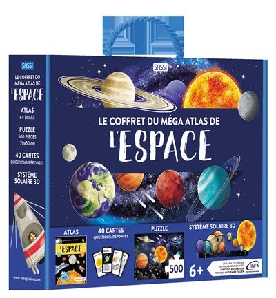 Le Coffret du méga Atlas de l'Espace - Atlas + Puzzle (300 pièces) + Système solaire 3D  + cartes Q/R 