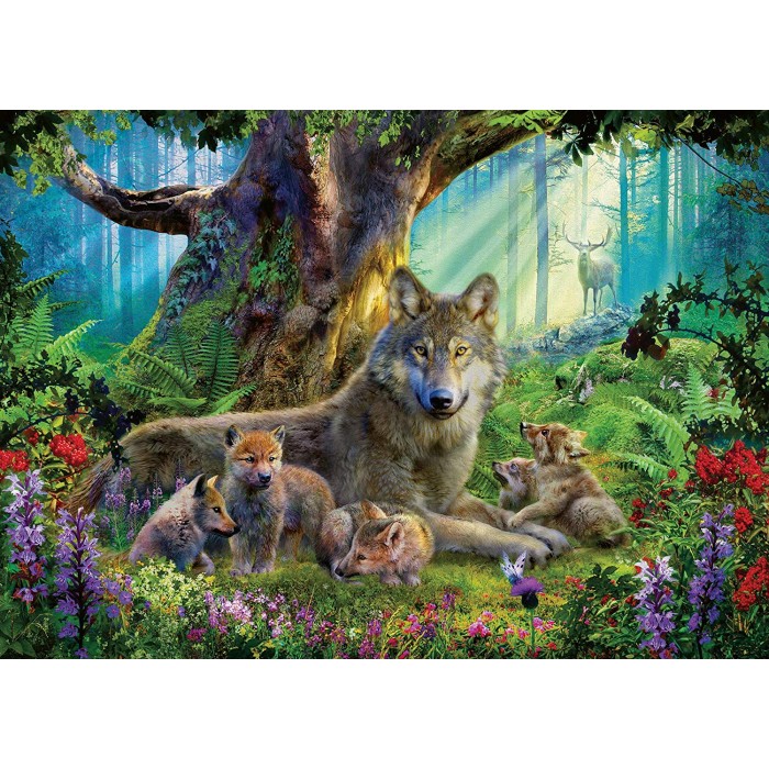 124776 - Puzzle 1000p - Famille de loup dans la forêt