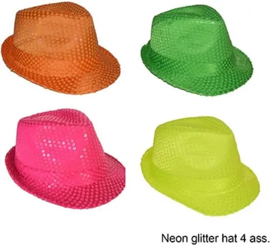 Chapeau fluo avec paillettes  