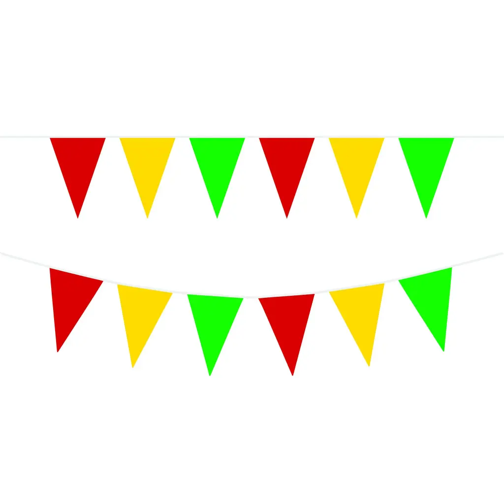 Guirlande drapeaux vert jaune rouge 30m 48 fanions