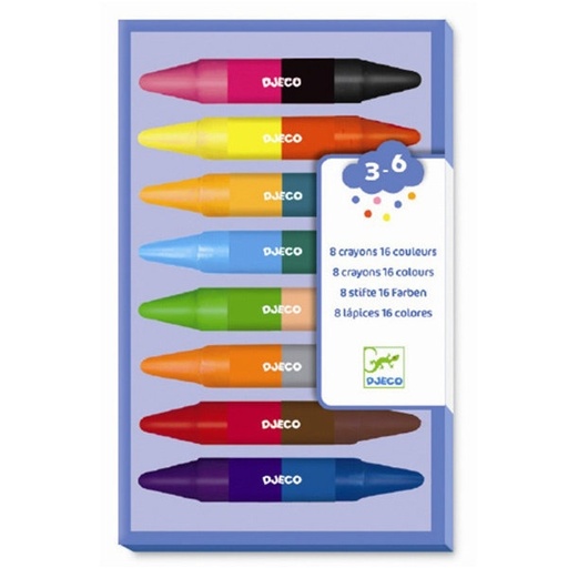 [Djeco-DJ08874] bricolage - couleurs des petits - 8 crayons doubles 16 couleurs