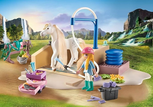 [Playmobil-71354] Horses of Waterfall - Isabella & Lioness avec aire de lavage pour chevaux