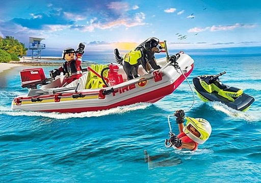 [Playmobil-71464] Bateau de pompier et scooter des mers