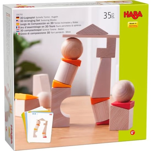 [HABA-306793] Je d'assemblage en 3D - Tours penchées et sphères