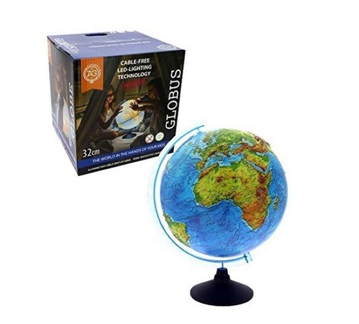 globe 32 cm lumineux avec relief geo et politique