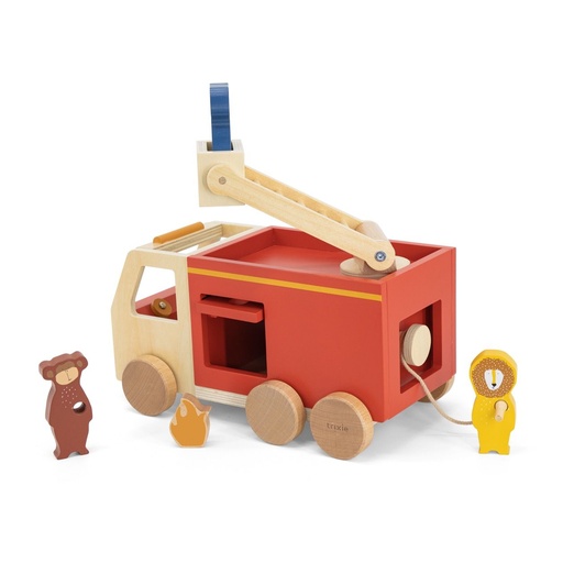 [Trixie-36-495] Camion pompiers animaux en bois