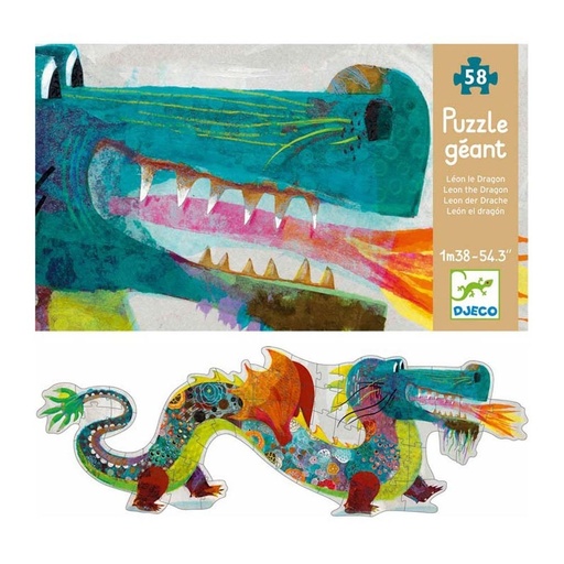 [Djeco-DJ07170] Puzzle geant 58 pcs - leon le dragon