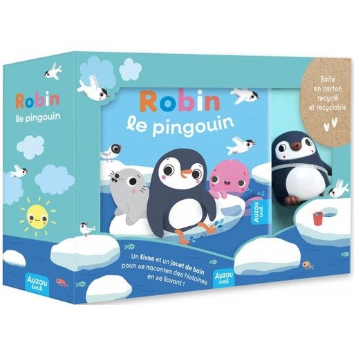 Coffret livre de bain et jouet - Robin le pingouin