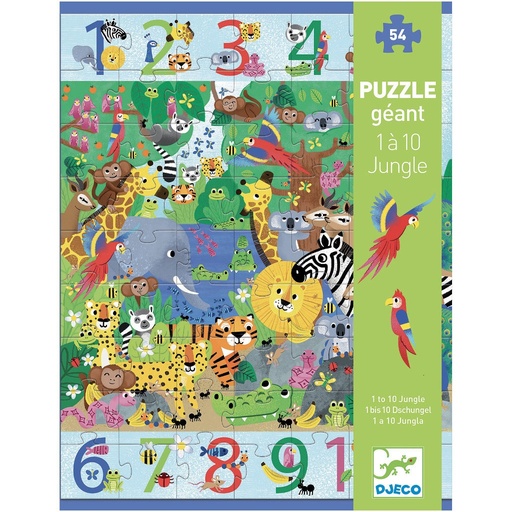 [Djeco-dj07148] puzzle geant - 1 a 10 jungle 54 pieces