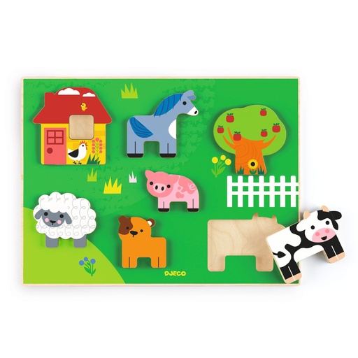 [Djeco-Dj01069] Puzzle relief - Ferme