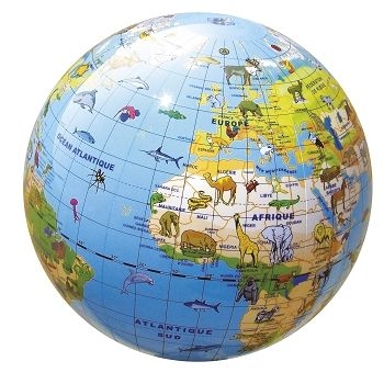 globe gonflable 30cm animaux