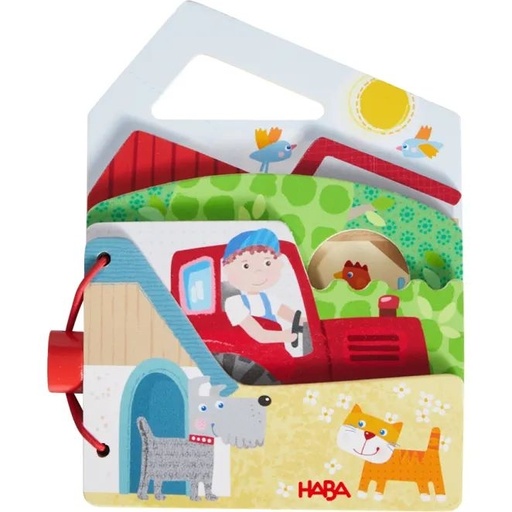 [HABA-306788] Livre en bois pour bébé - le tracteur