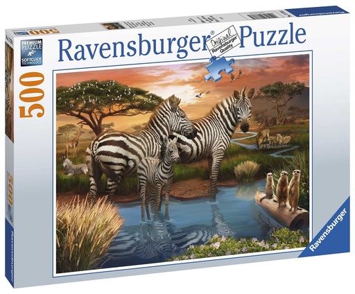 [RAVENSBURGER-173761] Puzzle 500 pcs - zebres au plan d'eau