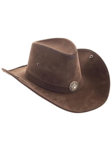Chapeau cowboy cuire-look brun