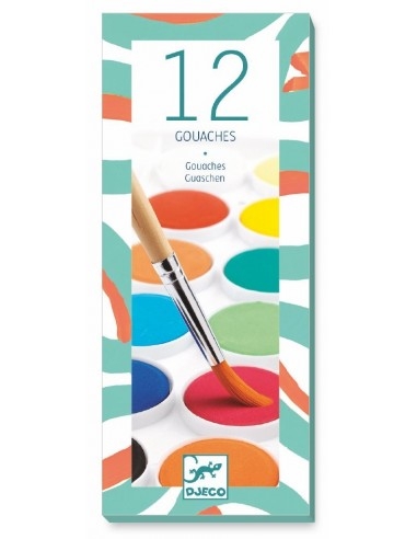 [Djeco-DJ08803] bricolage - peinture - 12 PASTILLES GOUACHE CLASSIQUE