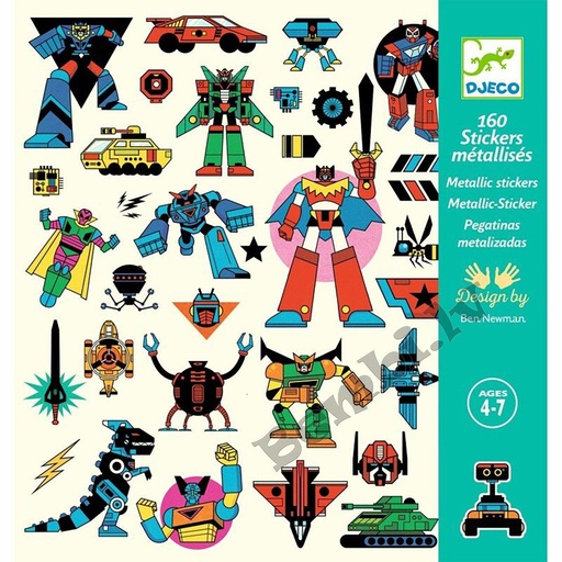 [Djeco-DJ09276] Djeco stickers metalisés robot