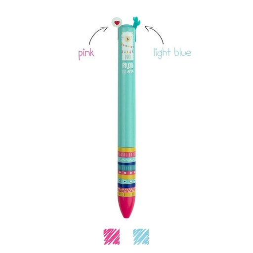 [Legami-Clickkit22] Stylo à bille Click & clack 2 couleurs - lama