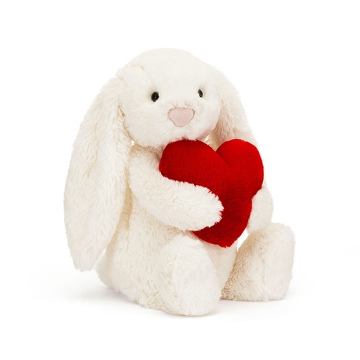 [JELLYCAT-BB3LOVEN] Bashful lapin blanc et coeur rouge original 