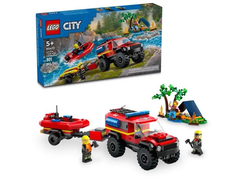 Lego city – Le camion de pompier 4×4 et canot de sauvetage – La Maison du  Cormoran
